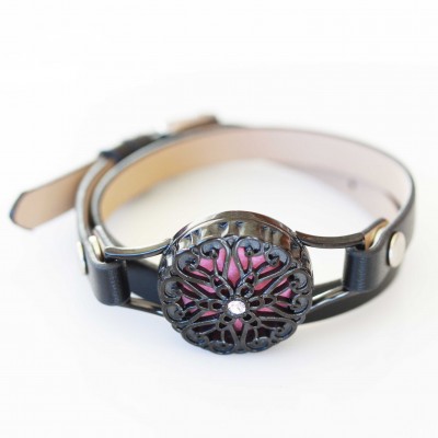 Perfume/Essential Oil Locket - Intricate Wrap Bracelet - Black Tone